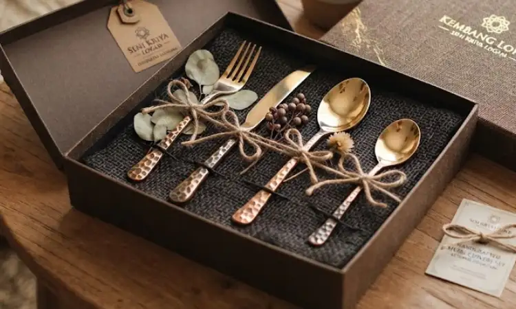 Set Alat Makan Logam, Sumber: AI
