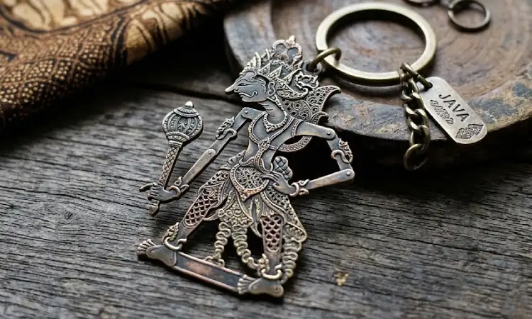 Desain gantungan kunci wayang kulit, Sumber: AI