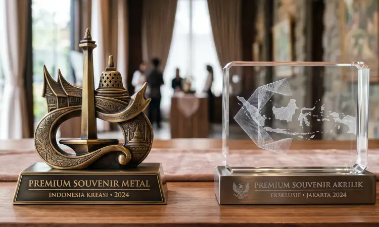 Souvenir akrilik logam, Sumber: AI